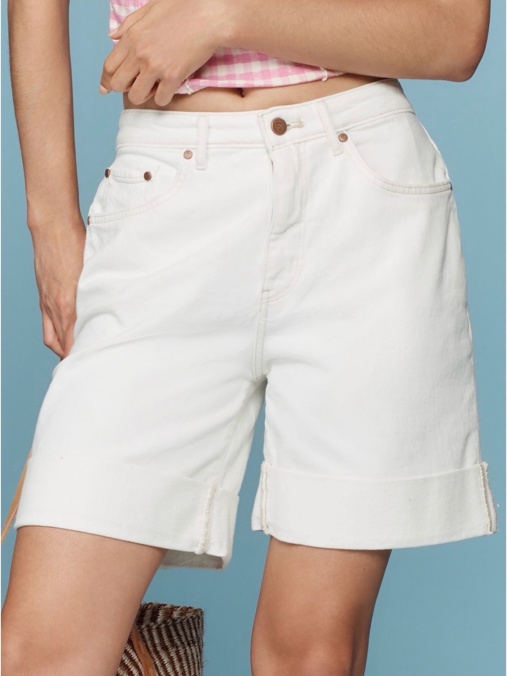 Pilcro White High-Rise Denim Shorts